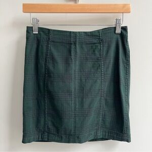Free People Green Plaid Stretch Cotton Paneled Holiday Mini Skirt 2